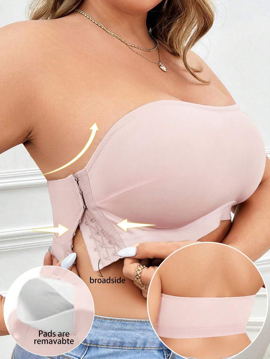 Plus Size Wireless Padded Comfort Bra - Pink - View 1