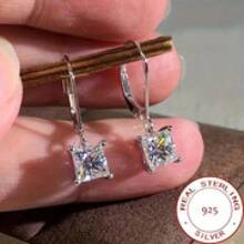 Minimalist Square Hoop Earrings - 925 Sterling Silver Hypoallergenic Jewelry With CZ Accents