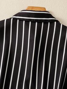 女士时尚条纹印花长袖休闲衬衫，春夏