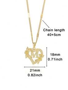1 chiếc mặt dây chuyền chữ cái hình trái tim và hoa thanh lịch, dành cho nữ và bé gái, mặt dây chuyền chữ cái đầu tên đính đá Zirconia pha lê cá nhân hóa, quà tặng Ngày Valentine, Ngày của Mẹ, quà cưới, trang sức thời trang, quà tặng Ngày Valentine, quà cho mẹ, quà Ngày của Mẹ. - Vàng - Xem 34
