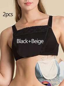 1pc Women's Color Block Lace Bra Pad Bralette Accessories With Striped Pattern, Removable & Washable Push Up Bra Pads Made Of Woven Polyester,Anti-Leakage Chest Shield Pads, Women's Lingerie & Underwear Accessories