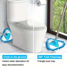 Multifunktionaler Teleskop-Dreieck-Wischmopp - 360° drehbarer einziehbarer Griff mit waschbaren Chenille-Pads, Sackgassen-Design für Decke, Wand, Boden, Auto Tiefenreinigung, Nass- und Trockeneinsatz, winkelverstellbarer Staubwischer - Verlängerungswerkzeug für hohe Decken & Haustierhaare - perfekt für Hausbesitzer, Reinigungskräfte, Autopflege - Muss-haben für den Frühjahrsputz & Einweihungsgeschenk