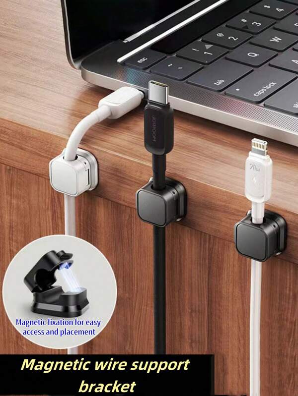 6-teiliges/Set magnetischer Kabel-Organizer, Halterung für Telefonladekabel zur Tisch-/Wandmontage, Clips und Haken für eine ordentliche Kabelführung