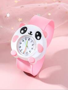1 件可爱粉色和黑色创意熊猫形状石英手表，理想的生日礼物