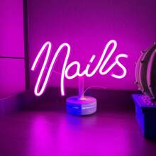 Luz de letreiro LED neon, luz de decoração para salão de beleza com base de toque, lâmpada de atmosfera para design de unhas