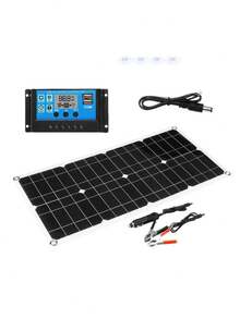 30W 便携式太阳能电池板套件，带 100A 控制器，DC 12V-18V-24V，USB 5V 充电器，适用于房车、船舶、露营、徒步旅行、智能手机、手表、宠物床 - 车载太阳能电池充电器