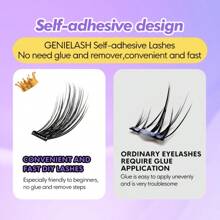 [39Pcs]GENIELASH Glue-Free Feather Eyelash For Beginner Self Adhesive Eyelashes Natural False Eyelashes No Need Glue