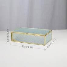Metal Edged Glass Jewelry Box With Diamond Pattern, Storage Box For Home Use, Gift For Valentine's Day