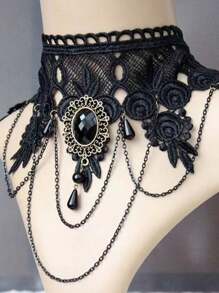 1pc Lace Necklace Collar False Collar Gothic Style Choker Halloween Witch Valentine's Day Valentines