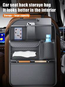 1个汽车座椅靠背储物袋，可折叠车载餐桌，多功能收纳袋