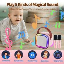 Mini Karaoke Maschine, Karaoke Maschine für Kinder und Erwachsene, tragbarer Bluetooth Karaoke Lautsprecher mit 2 kabellosen Mikrofonen und Party Lichtern für Kinder und Erwachsene, Geburtstagsgeschenke für Mädchen, Jungen, Familie, Haus Party