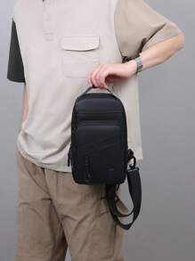 1 bolsa de peito leve para atividades ao ar livre, bolsa de ombro de grande capacidade, bolsa tiracolo versátil e moderna, bolsa mensageiro esportiva masculina, bolsa com zíper múltiplo e vários compartimentos, adequada para motocicleta, ciclismo, deslocamento diário, escola, viagens