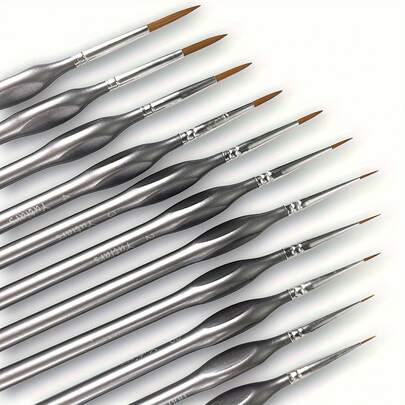 11pcs Fine Detail Micro Brush Set With Gourd Handles - Ideal For Acrylic Art, Miniatures & Modeling - High-Quality, Thin Precision Brushes For Artists And Hobbyists,Back To School,School Supplies