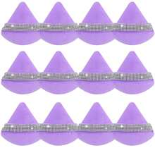 12/6/3 Pcs Luxurious Diamond Powder Puffs - Soft, Dual-Sided Velvet & Suede Texture,Triangle Makeup Puffs, Soft Air Cushion Sponge With Rhinestone Accents, Wet Dry Cosmetic Foundation Blender Makeup Sponge For Under Eye,Foundation Application, Gentle On All Skin Types, Shiny Rhinestone Gift
