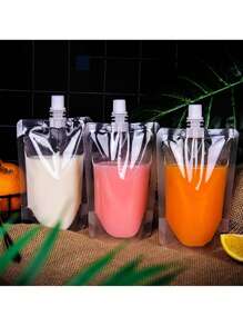 50 Stücke, transparente Düsenbeutel, Getränkeverpackungsbeutel, Sojamilch Saft Verpackungsbeutel, Plastikbeutel, Milchtee, frische Milch, selbststehender Verschlussbeutel