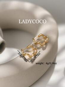1 par de brincos de argola de metal trançado banhados a ouro 14K elegantes e modernos, joias para mulheres, minimalistas e luxuosos