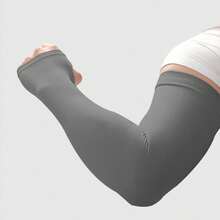 1双男士夏季防晒冰丝袖套，宽松版型，防紫外线，白色手套，保暖臂套，秋季服装，万圣节装扮，黑色袖套，男士礼物 - 彩色 - 查看 19