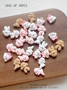 30 Pcs Cute Teddy Dog Shaped Resin Nail Art 3D Decorations