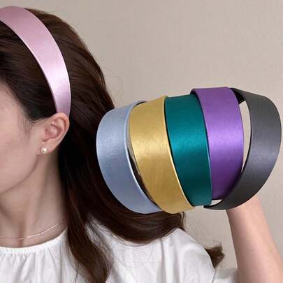 Simple Silk Satin Headband For Women, 2025 New Ins High Crown Slim Face Hairband Daily Versatile Hair Accessories Headbands Hair Hoop ,Makeup Headband Head Accessories