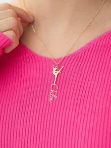 Individualisierte Tänzer Namenskette, personalisierte Gymnastik Namensplakette Kette für Frauen, Edelstahl Schmuck, Ballet Buchstaben Choker, Tanz Form Accessoires - tolles Geschenk für tanzende Freunde - Verschiedenfarbig - Übersicht 7