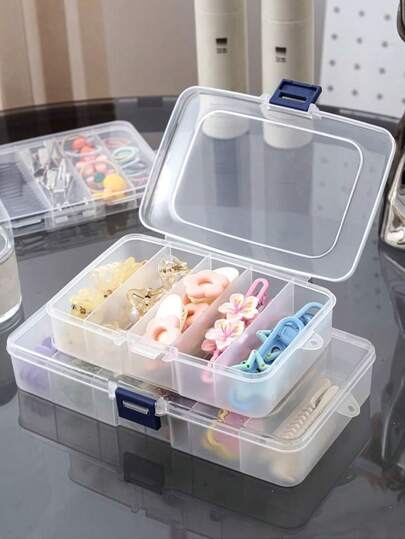 1pc Kids Hair Accessories Storage Box, Transparent Jewelry Box With Cover, Multi-Functional Hair Tie Hairclip Hairpin Scrunchie Hair Accessories Organizer