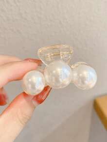 1 件优雅简约仿珍珠发夹套装，防滑且牢固固定的塑料发夹，适合浓密的头发，中等尺寸，白色配饰，休闲日常佩戴发夹发饰发饰蝴蝶结女士配饰女士配饰发髻海滩配饰