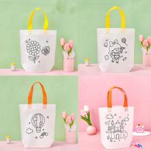 Juego de 5 piezas/10 piezas de bolsas de tela no tejida con estampado de graffiti de colores, bolsas de fiesta con arte de animales de carnaval, reutilizables, para fiestas, regalos, embalaje y almacenamiento, hechas a mano con pintura de graffiti, colores y estilos aleatorios