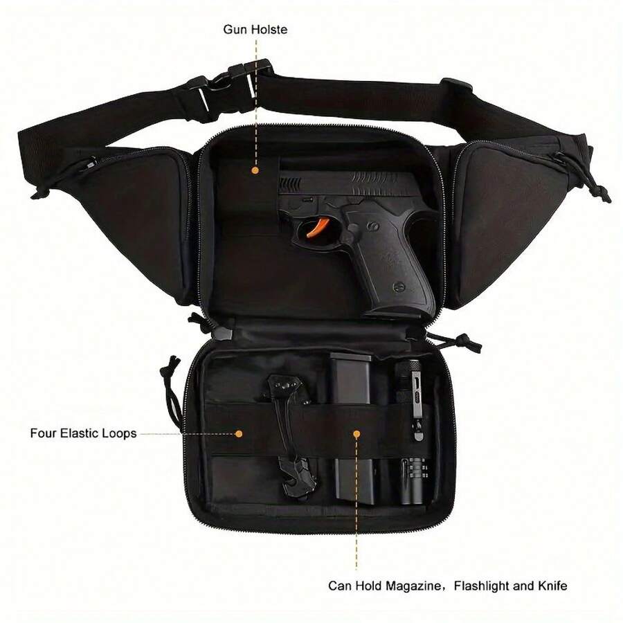 Concealed Carry Waist Bag For Men And Women - Tactical MOLLE Design, Bullet Organizer, Adjustable Strap, Multi-Purpose Waist Bag In Black