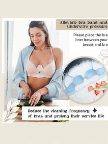 New Elegant Series Women's Sports Bra Sweat Pads, Bra Pads, Sweat Absorbing Pads, Underboob Sweat Pads, Washable And Reusable Moisture-Wicking Liners, Hand Wash/Dry Clean Only, Solid Color Bust Support Accessory, Hidden Design, Soft Fabric, For Women - Multicolor - View 5