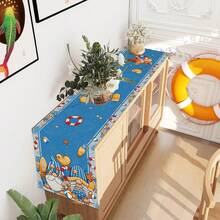 1pc, Blue Gnome Beach Table Runners, Beach Pool Coastal Party Decorations And Supplies For Home Party - Multicolor - View 3