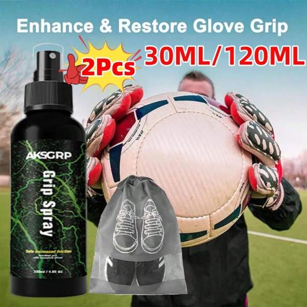 [120 ml] 2 Stück - Torwarthandschuh Griffspray und Schuhaufbewahrungstasche, verbessert die Leistung, erhöht die Kontrolle und maximiert die Griffstärke - geeignet für Athleten: Tennis, Fußball, Pole Dance, Basketball, Baseball, Golf, usw.