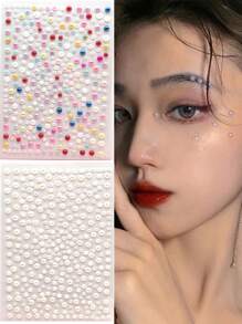 1pc/Girl Hair Stickers Pearl Stickers, Face Makeup Face Stickers Decorative Eyes, Children's Makeup Face And Eye Makeup Bright Diamond Tears DIY Acrylic Seven Color Diamond Stickers, Stage Color Diamond Stickers ,Hair Accessoires
