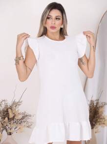 vestido midi plus size tamanho grande e pequeno babado manga princesa bufante soltinho duna