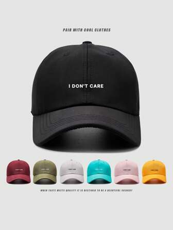 1 pieza Gorra de béisbol casual ajustable para hombres, con estampado minimalista de lema y letras, de tela ligera y cómoda, adecuada para deportes al aire libre, ropa de ocio, uso diario y de viaje en otoño/invierno