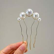 Clipe de Cabelo Estilo Chinês com Pérolas Falsas de 4 Dentes, Acessório de Cabelo Elegante, Pentes de Cabelo, Pente Lateral, Material Escolar, Acessórios de Cabelo com Pérolas, Casamento, Presentes para Madrinhas