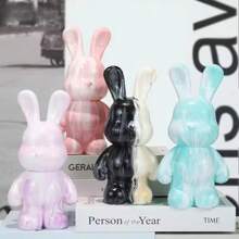 23/33CM Graffiti Fluid Bear Rabbits Piggy Bank DIY White Body Ornament Bunny Model Desktop Decoration Painting Doll Sculpture Crafts