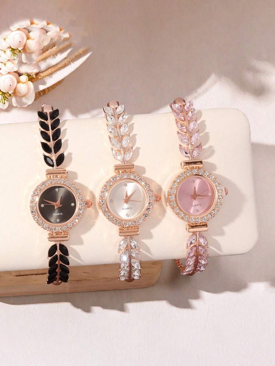 1 件优雅华丽的女士石英链表，圆形表盘，时尚精致的小款式设计，是送给女性的理想礼物，也是送给家人和朋友的最佳礼物 - 均碼 - 查看 1