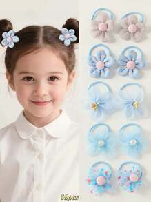 10pcs Girls' Sweet Cute Vibrant Colorful Flower Pattern Hair Scrunchies, Fashion & Versatile