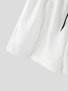 Fashion Men Elastic Waist Drawstring Casual Solid Split Shorts Holiday Summer Beach Bottoms Pants - White - View 5