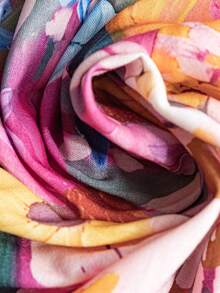 Áo sơ mi nữ cỡ lớn mùa hè, kiểu dáng thường ngày, in hoa, chất liệu giả vải lanh, màu hồng. - Hồng - Xem 4