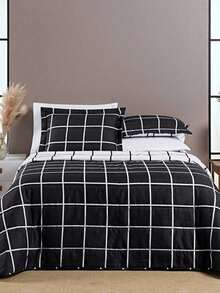 Bedspread 3 Pieces King\Queen\Double\Single Double Sided 200 Thread Count Percale Austin Quilted - màu đen - Xem 2