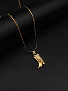 1 件不锈钢牛仔靴吊坠项链，西部风格珠宝 - 金黃色 - 查看 8