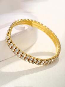 1 pieza Pulsera con cadena de bolas tipo pelota de tenis incrustada con circonita cúbica, joyería de estilo hip hop, unisex, adecuada para fiestas diarias