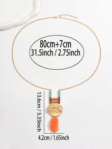 1pc Fashion Casual Necklace, Acrylic Crystal & Geometric Metal Pendant, Suitable For Women, Suitable For Holiday, Party And Daily Wearing All Year Round