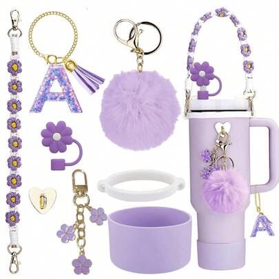 8pcs Cup Decoration Accessories, 8-9mm Straw Cap, Silicone Boots 30 40 Oz Compatible With Stanley Cup, Girl Christmas Gift, DIY Gift Creative Decoration, Thanksgiving Decoration, Friend Gift Decoration, Christmas Party Decoration, Stanley Accessories, Christmas Cup, Back To School Supplies