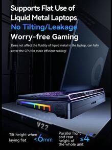 Llano V22 Laptop Cooler USB Charging With RGB Light For 13.3-17.3 Inch Gaming Laptop Laptops 7-Height Adjustable Laptop Cooling Stand Rapid Cooling