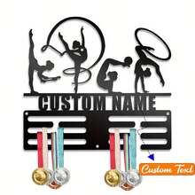 1 buc. Suport de prezentare a medaliilor de gimnastică metalice personalizabile, artă de perete, vitrină personalizată pentru nume pentru gimnaste, suport pentru medalii din fier pentru decor, cadou perfect pentru gimnaste, ușor de instalat