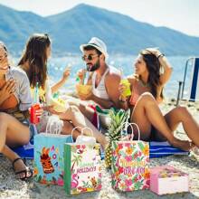 24 piezas/12 piezas/6 piezas/2 piezas Bolsas de regalo con temática hawaiana, bolsas de regalo de papel tropical para fiestas de cumpleaños y de género, suministros para fiestas hawaianas de verano, bolsas de regalo con asas adecuadas para decoraciones de fiesta de cumpleaños aloha