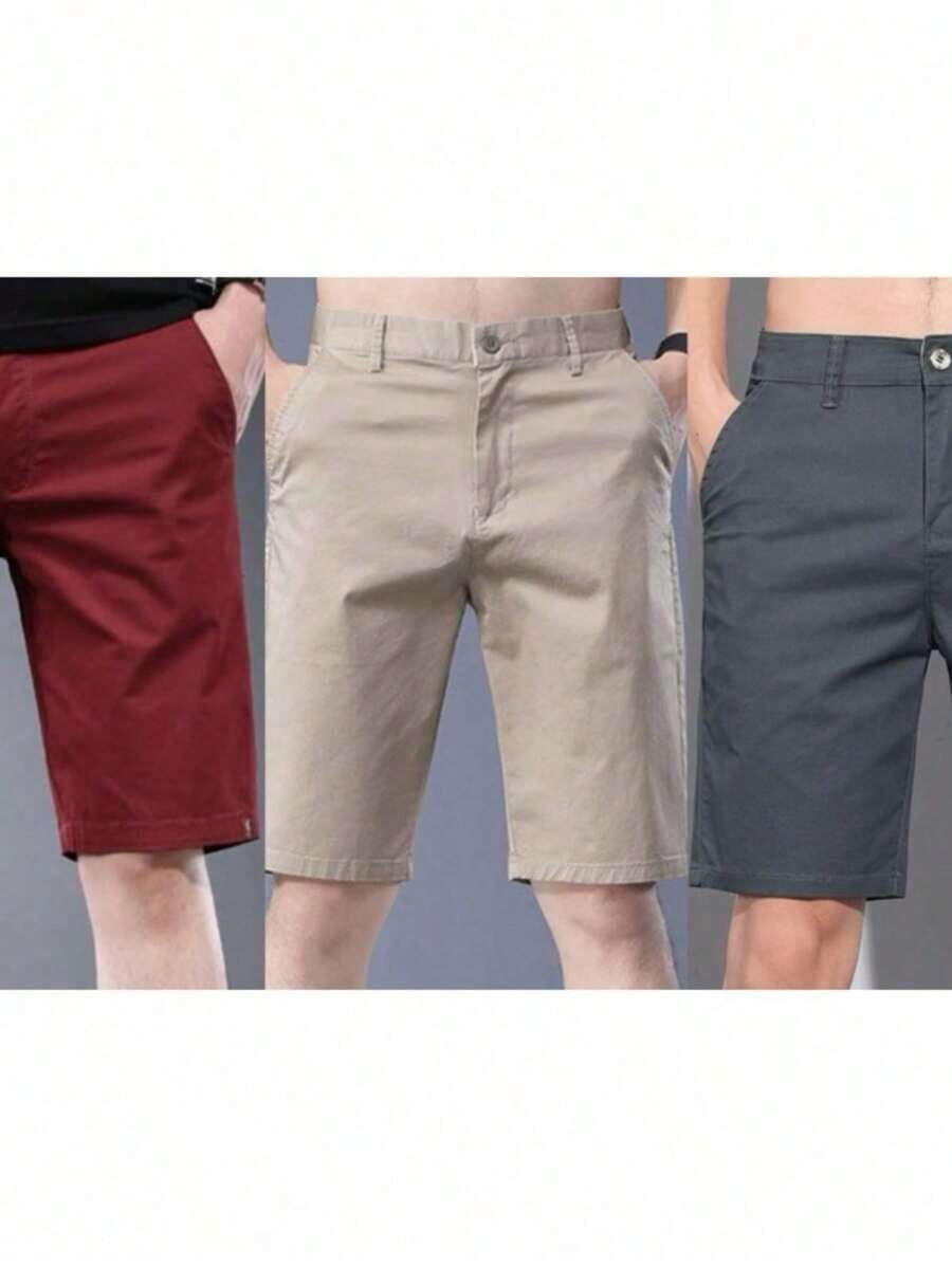 Kit 3 Men's Twill Bermuda Shorts - Mustard Yellow - View 1