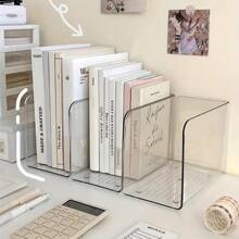3pcs Transparent Desktop File Organizer - Multi-Purpose Bookshelf & Stationery Storage Box With Non-Slip Base, Clear Acrylic Document Holder - For Office Desk, Home Study, School Supplies Organization - Modular Paper Tray - Workspace Declutter Tool - Book Display Stand - Office Essentials - Minimalist Desk Organizer,Back To School